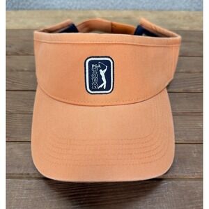 PGA Tour Golf Visor Adult Orange Strap Back Cap Golfing Ahead Vintage Outdoors